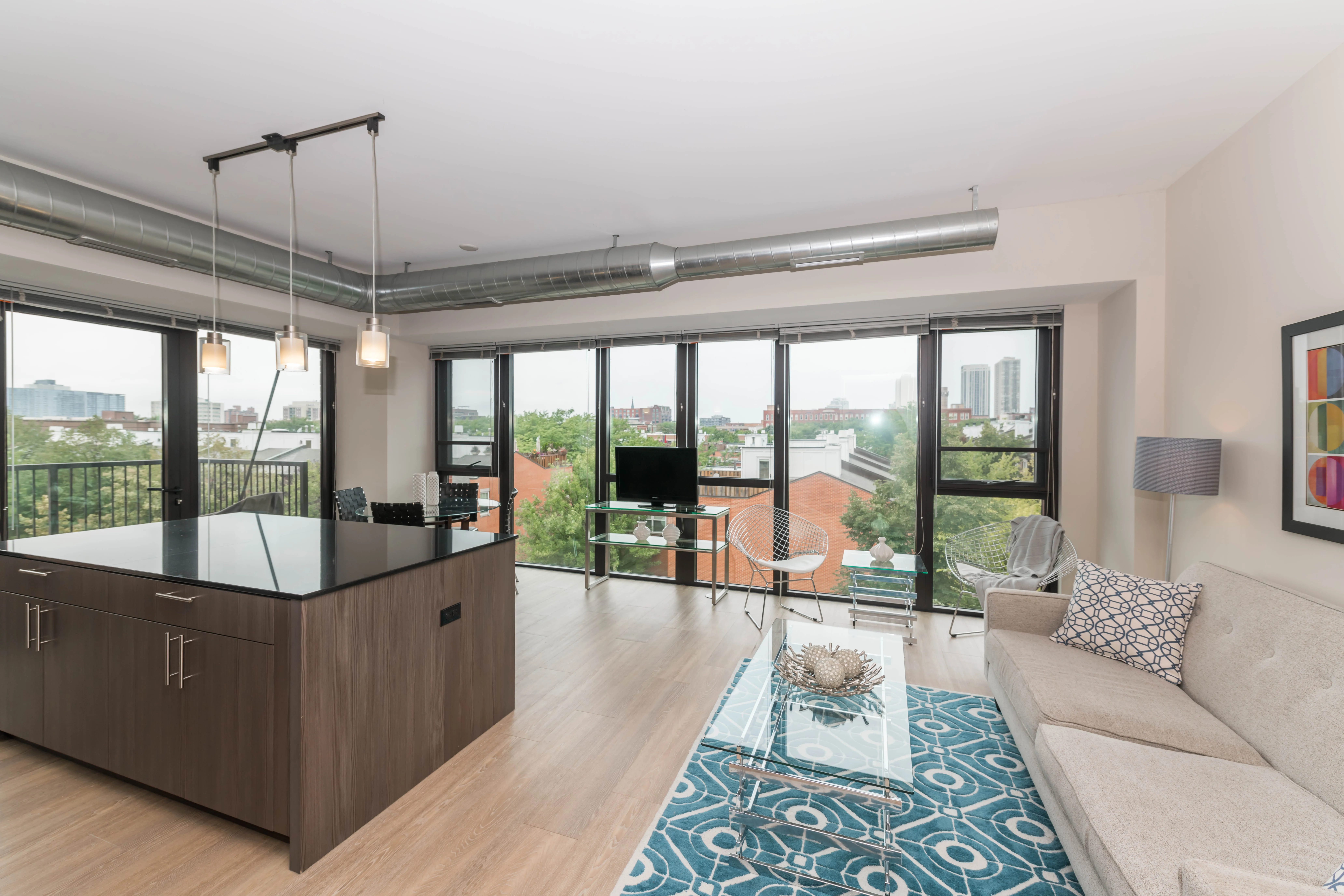 model unit living room at The Scott Residences Apartments in Old Town