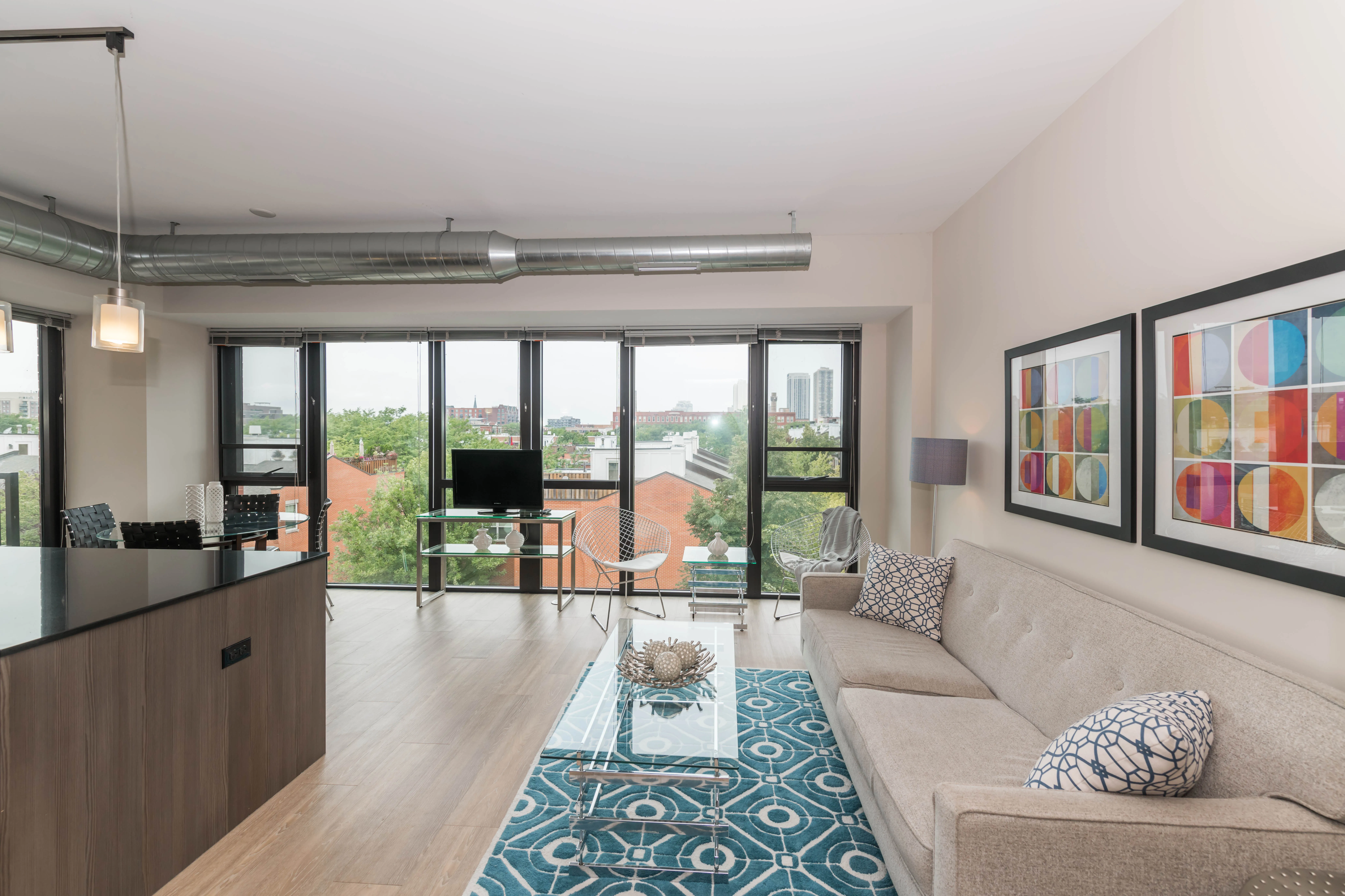 model unit living room at The Scott Residences Apartments in Old Town