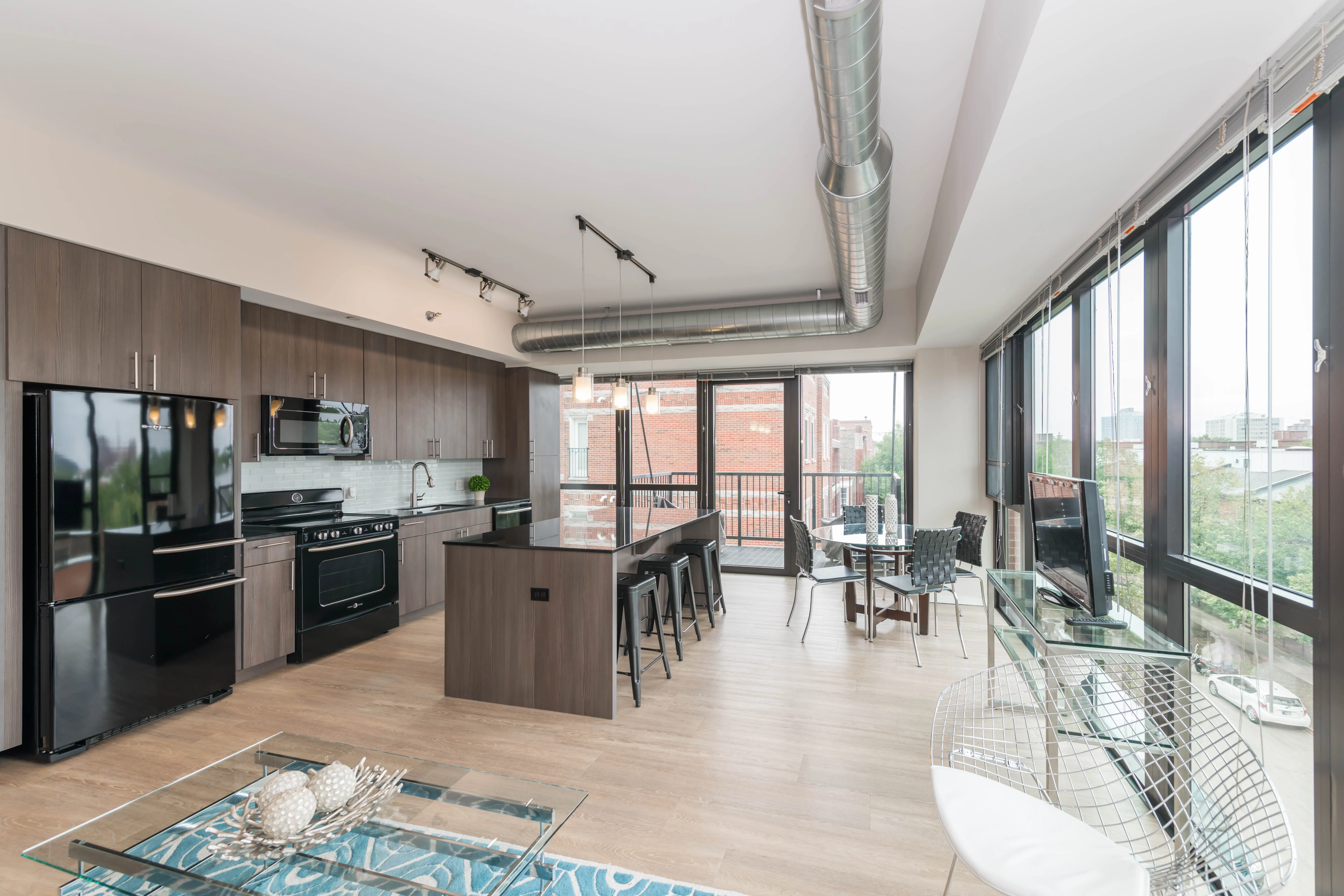 model unit living room at The Scott Residences Apartments in Old Town