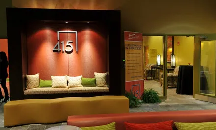 night view of exterior of 415 Premier Apartments