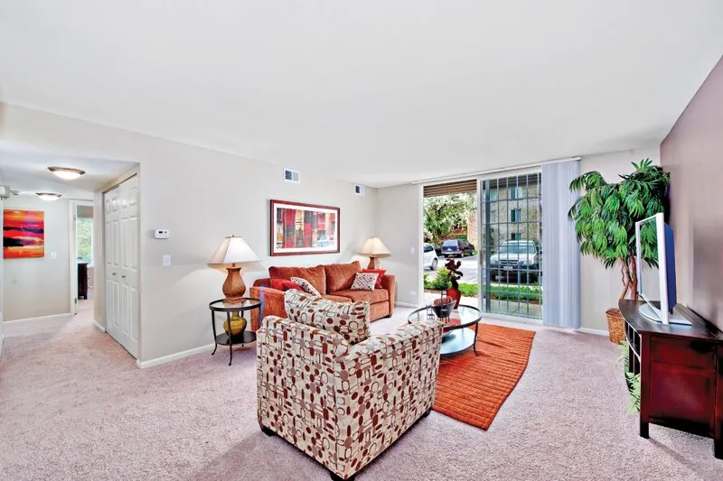 reflection pond in front of Lakeside Apartments in Lisle, IL