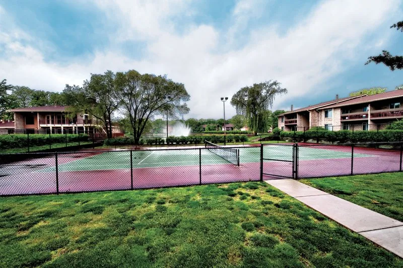 reflection pond in front of Lakeside Apartments in Lisle, IL