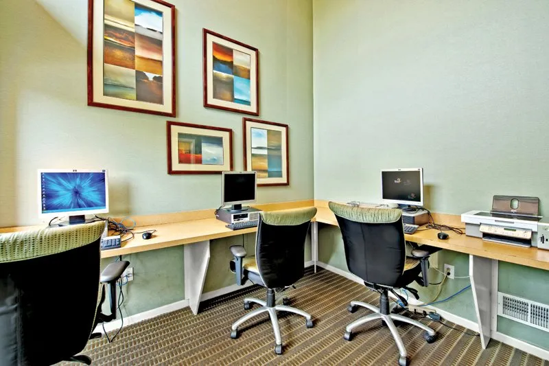 reflection pond in front of Lakeside Apartments in Lisle, IL