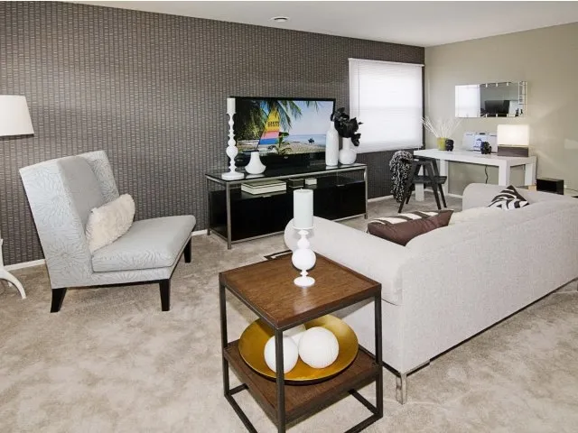 landscped entrance lobby of Village Park of Hoffman Estates Apartments