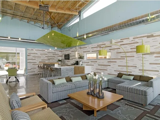 landscped entrance lobby of Village Park of Hoffman Estates Apartments