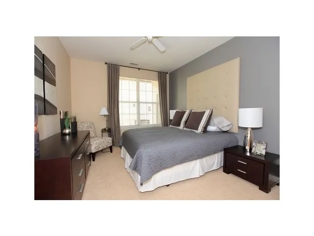 beautiful lake in front of Dwell at Naperville Apartments in Naperville, IL