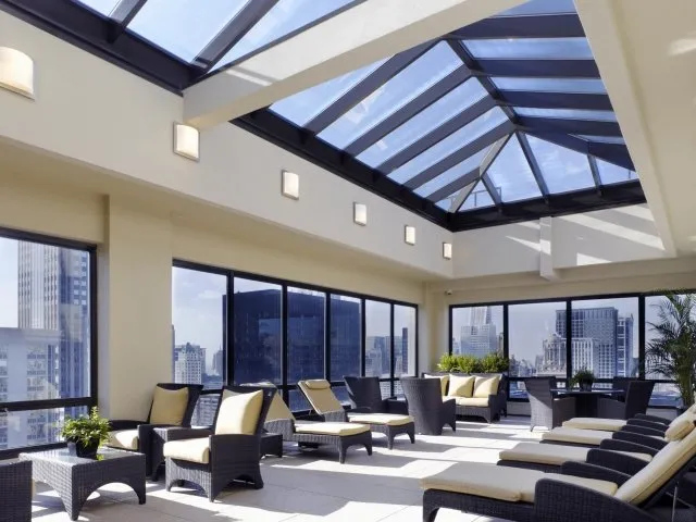 model furnished living room at Columbus Plaza Apartments