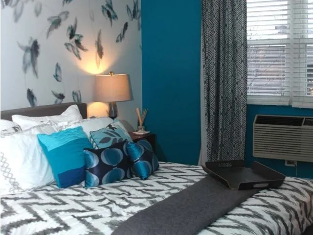 landscped entrance lobby of Village Park of Hoffman Estates Apartments