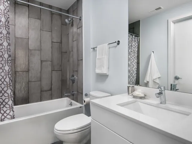 bathroom at 1241 N Milwaukee Apartments in Wicker Park Chicago