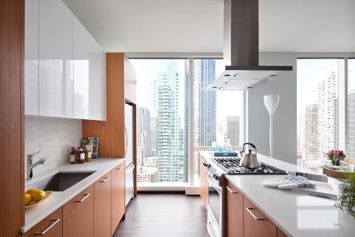 500 Lake Shore Drive Apartments living room with view of Lake Michigan