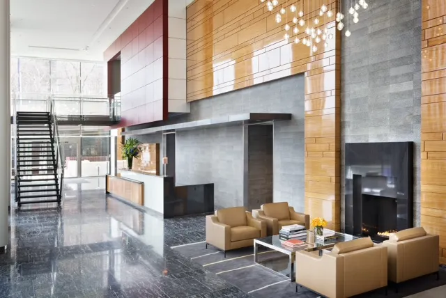 500 Lake Shore Drive Apartments living room with view of Lake Michigan