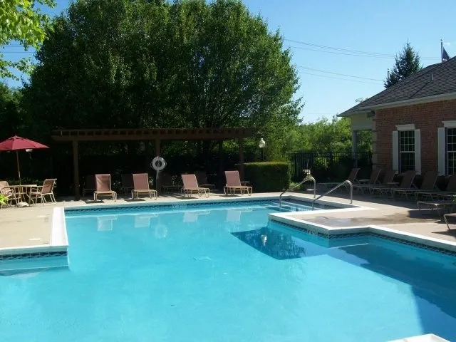 beautiful lake in front of Dwell at Naperville Apartments in Naperville, IL