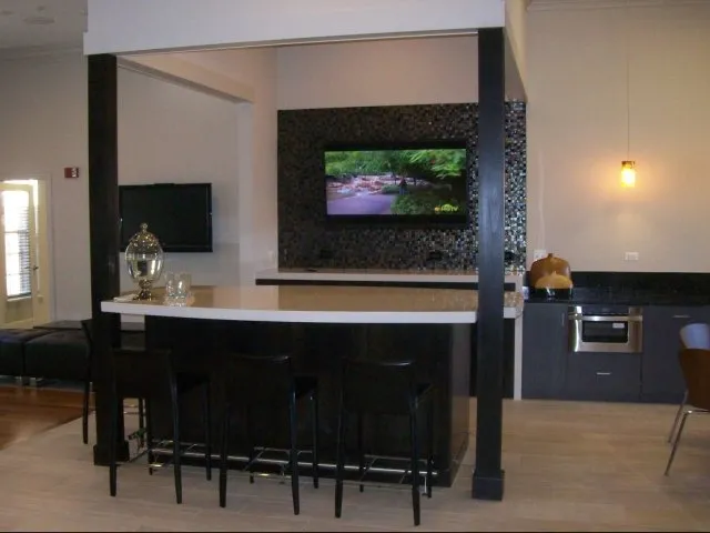 beautiful lake in front of Dwell at Naperville Apartments in Naperville, IL