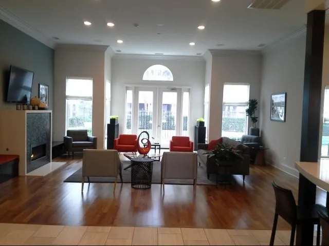 beautiful lake in front of Dwell at Naperville Apartments in Naperville, IL