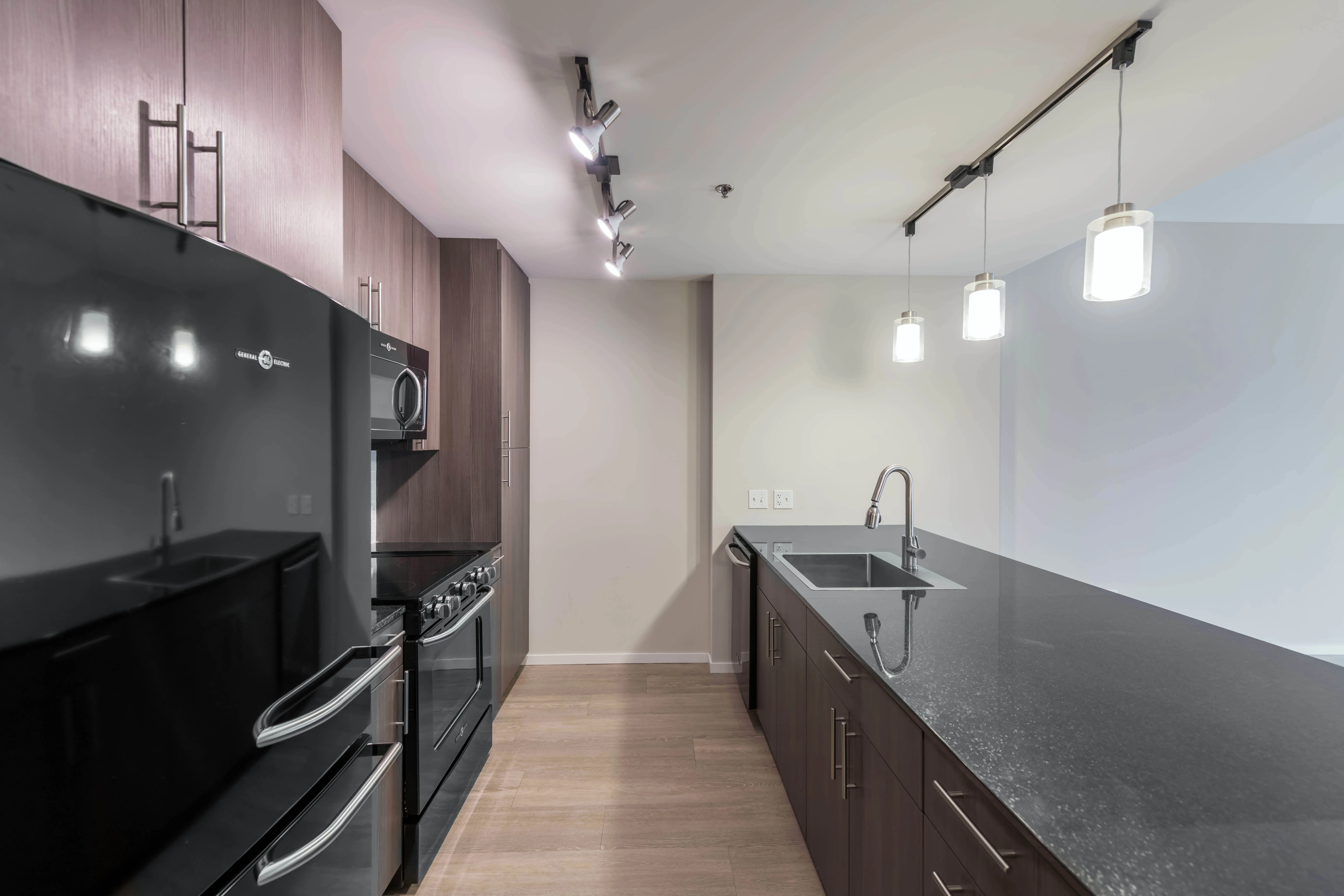 model unit living room at The Scott Residences Apartments in Old Town