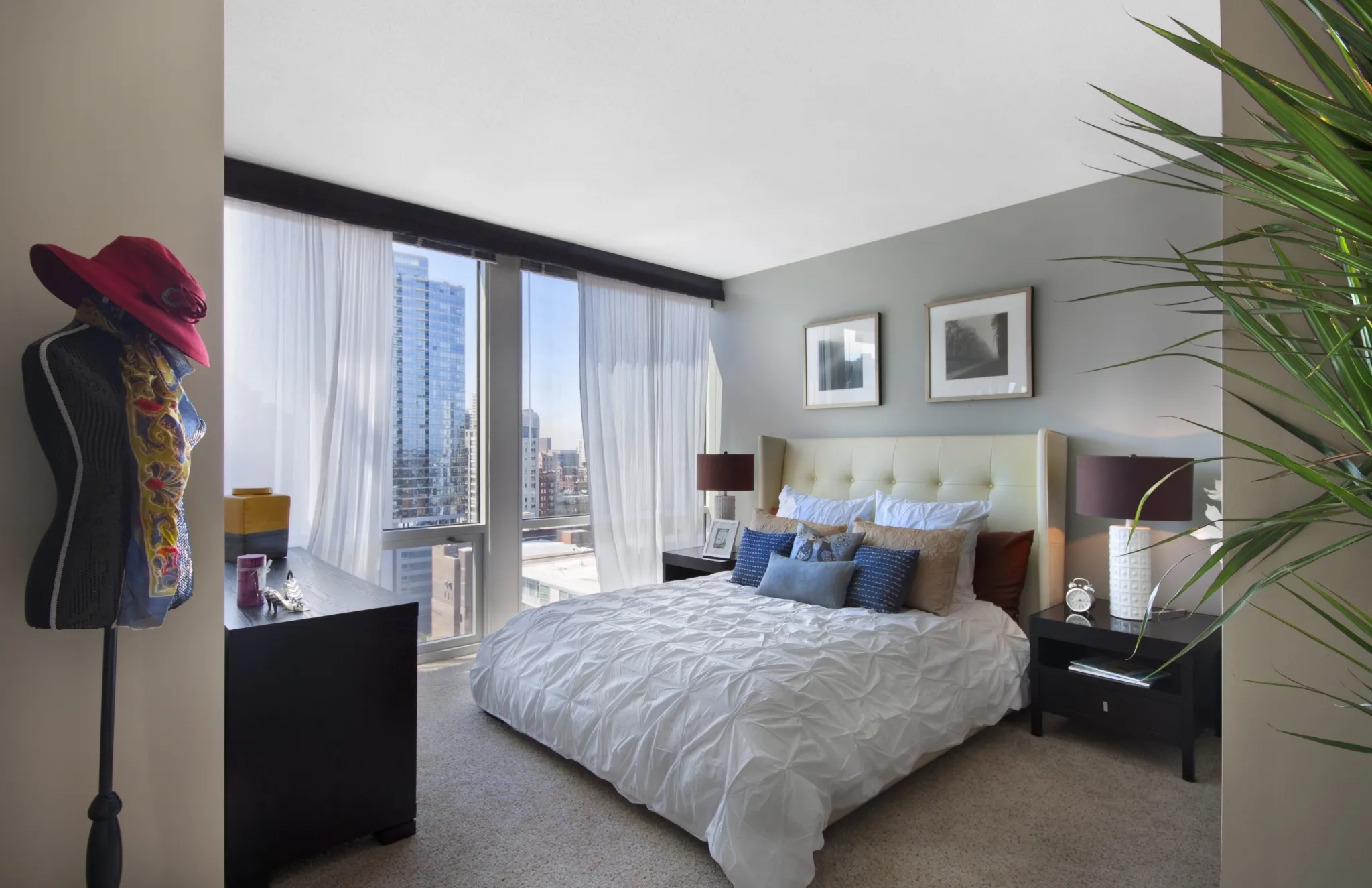 model unit with wood floors at Flair Tower Apartments in River North