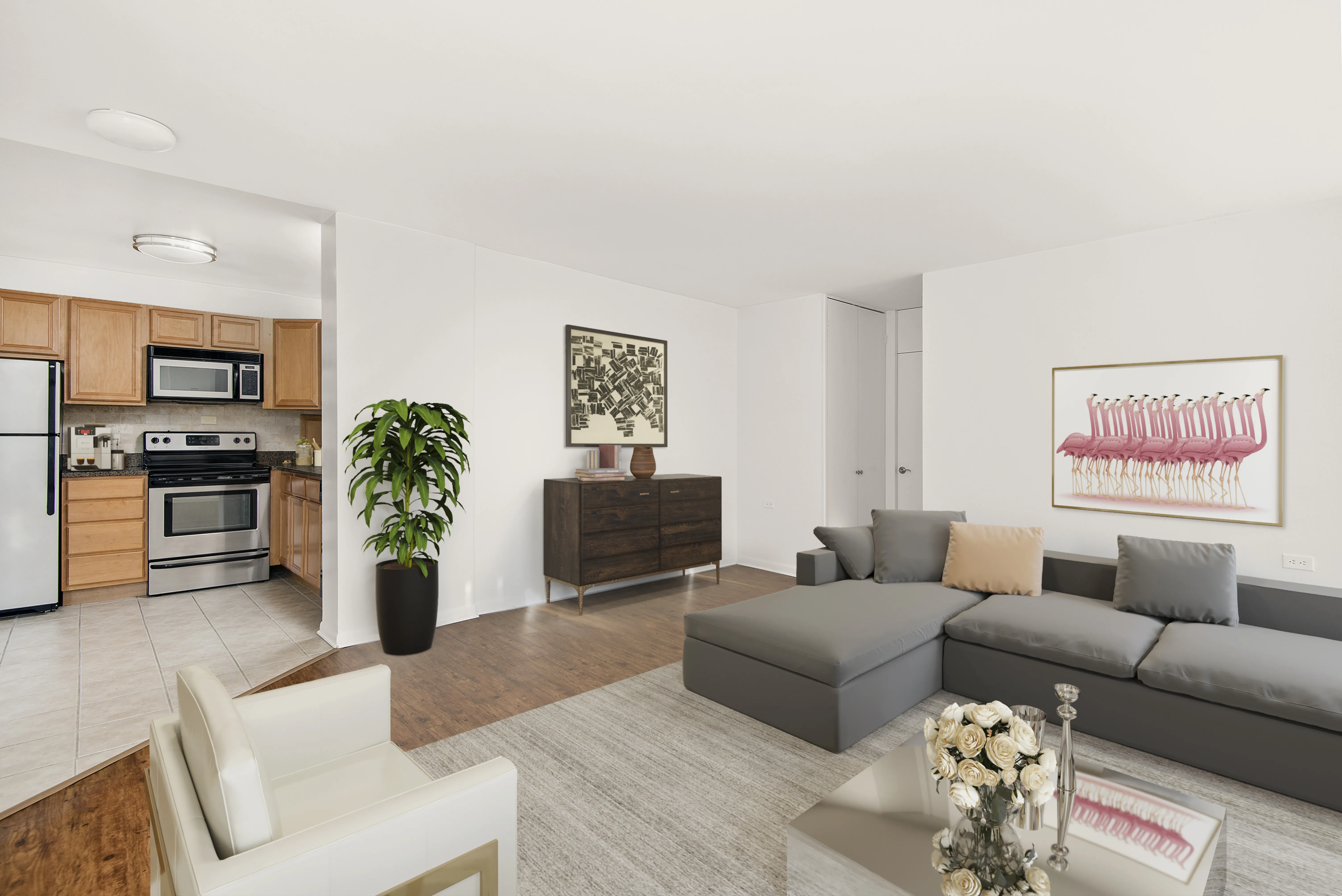 55 W Chestnut, One Bedroom Living room