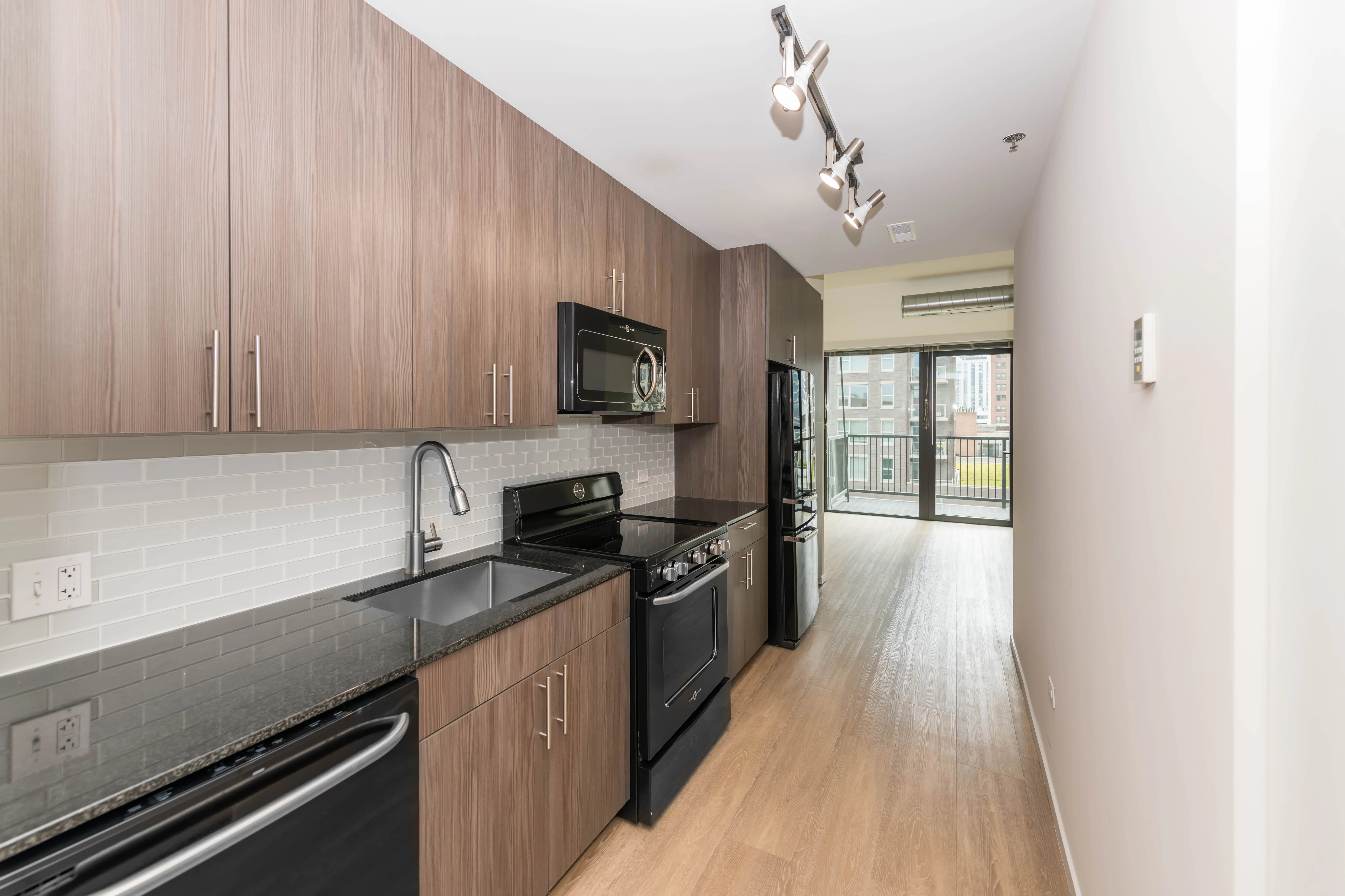 model unit living room at The Scott Residences Apartments in Old Town
