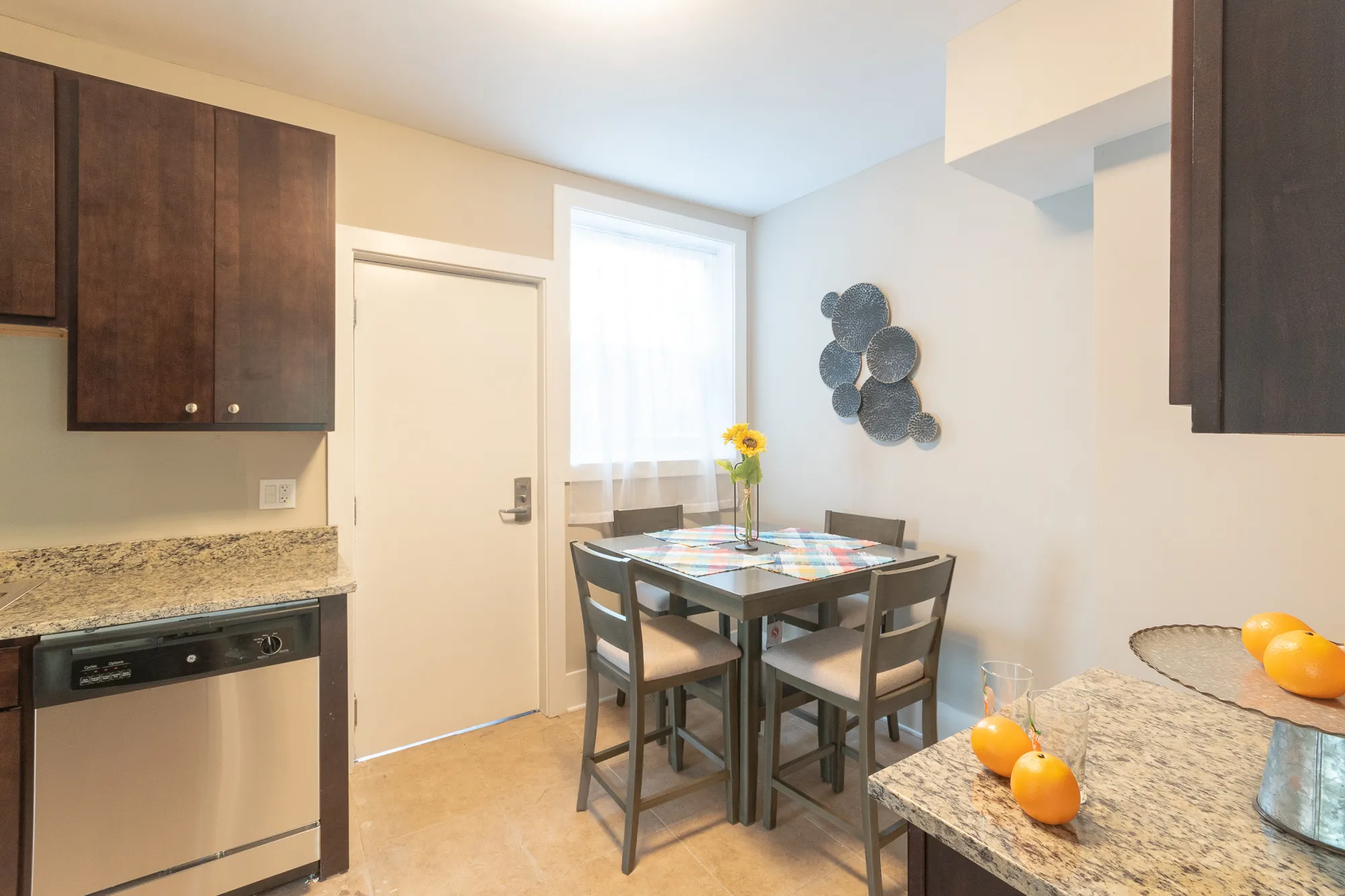 modelunit  living room at 6701 North Glenwood Apartments