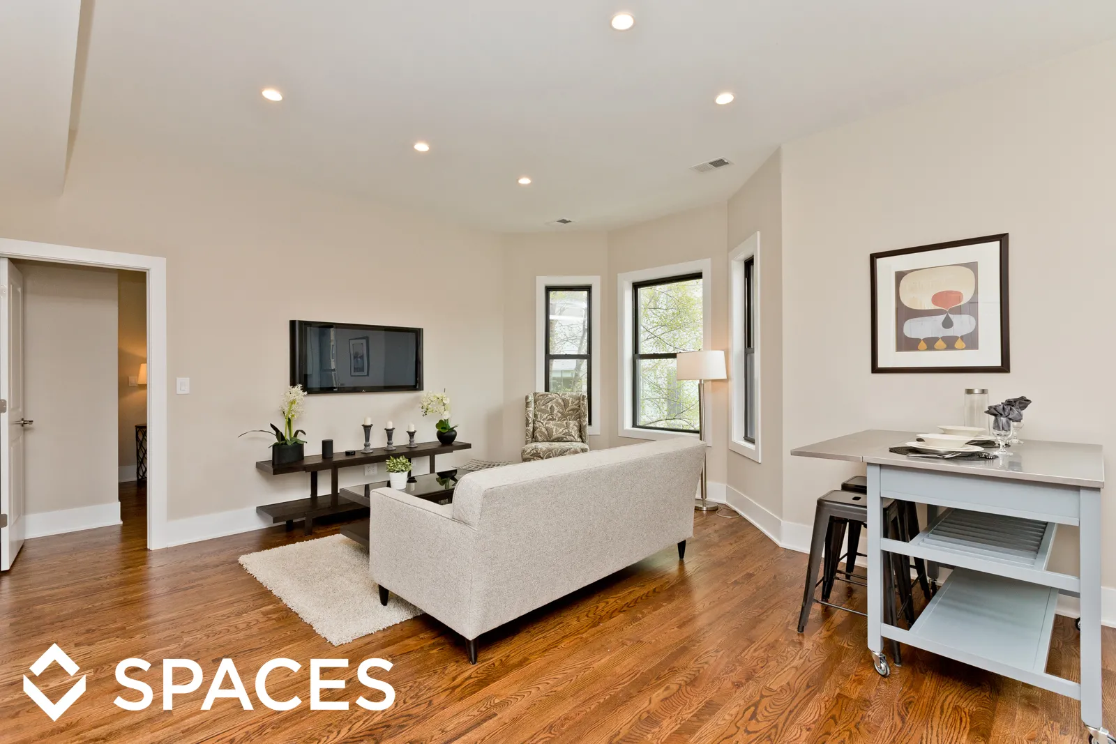 model living room apartment at Hazel Place Apartments