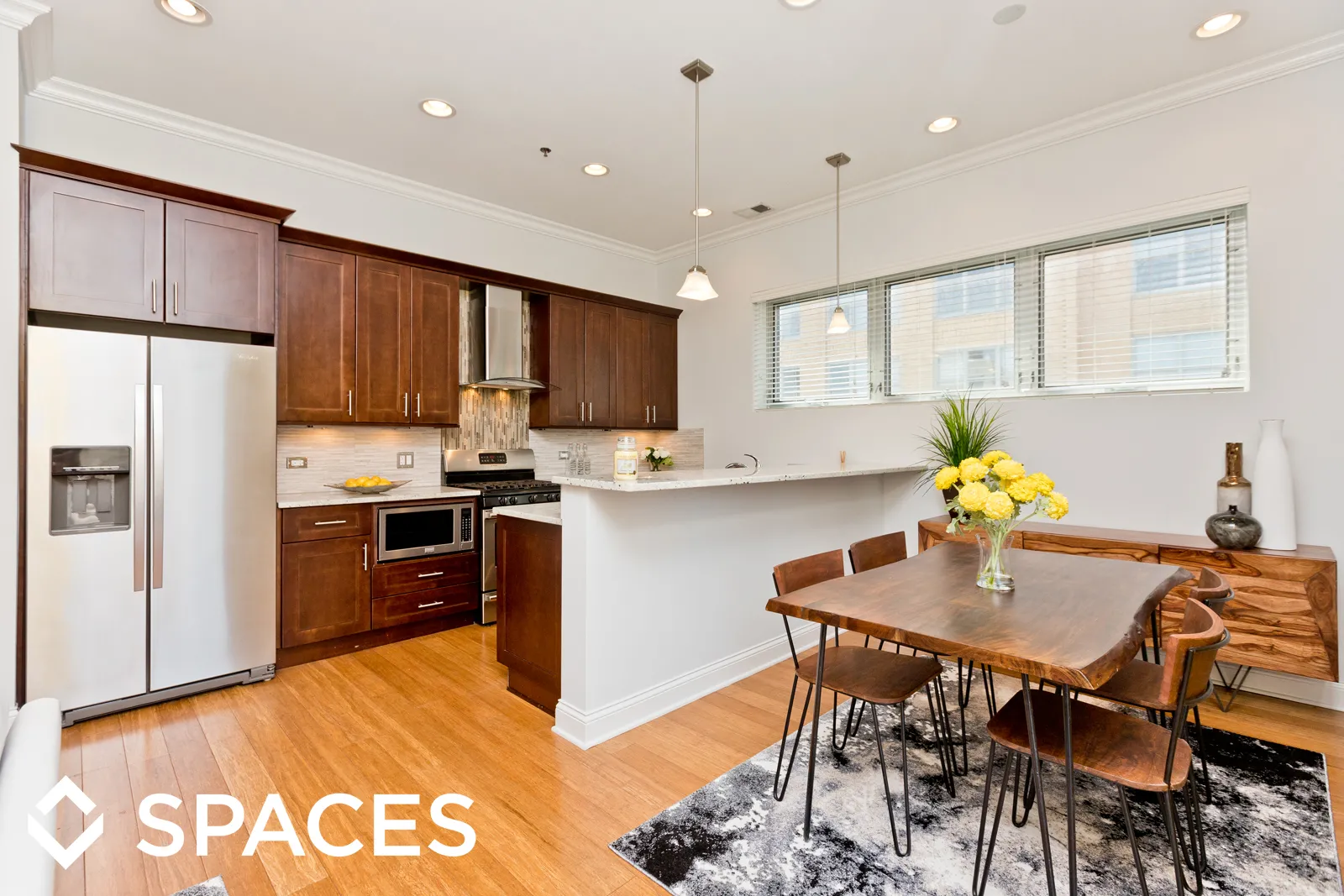 model kitchen at The Van Morgan Apartments in the West Loop Chicago