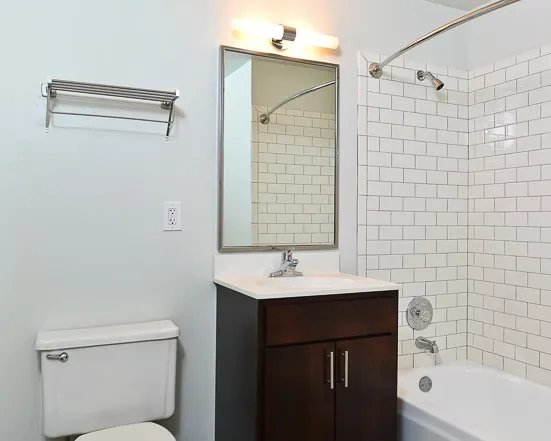 kitchen and living area at 1471 North Milwaukee Apartments  in Wicker Park