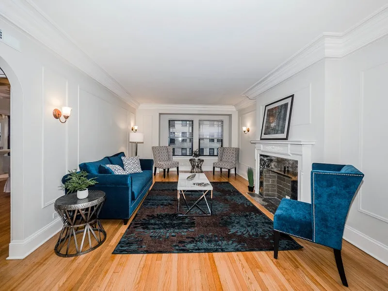 living room and windows at The Chatelaine apartments