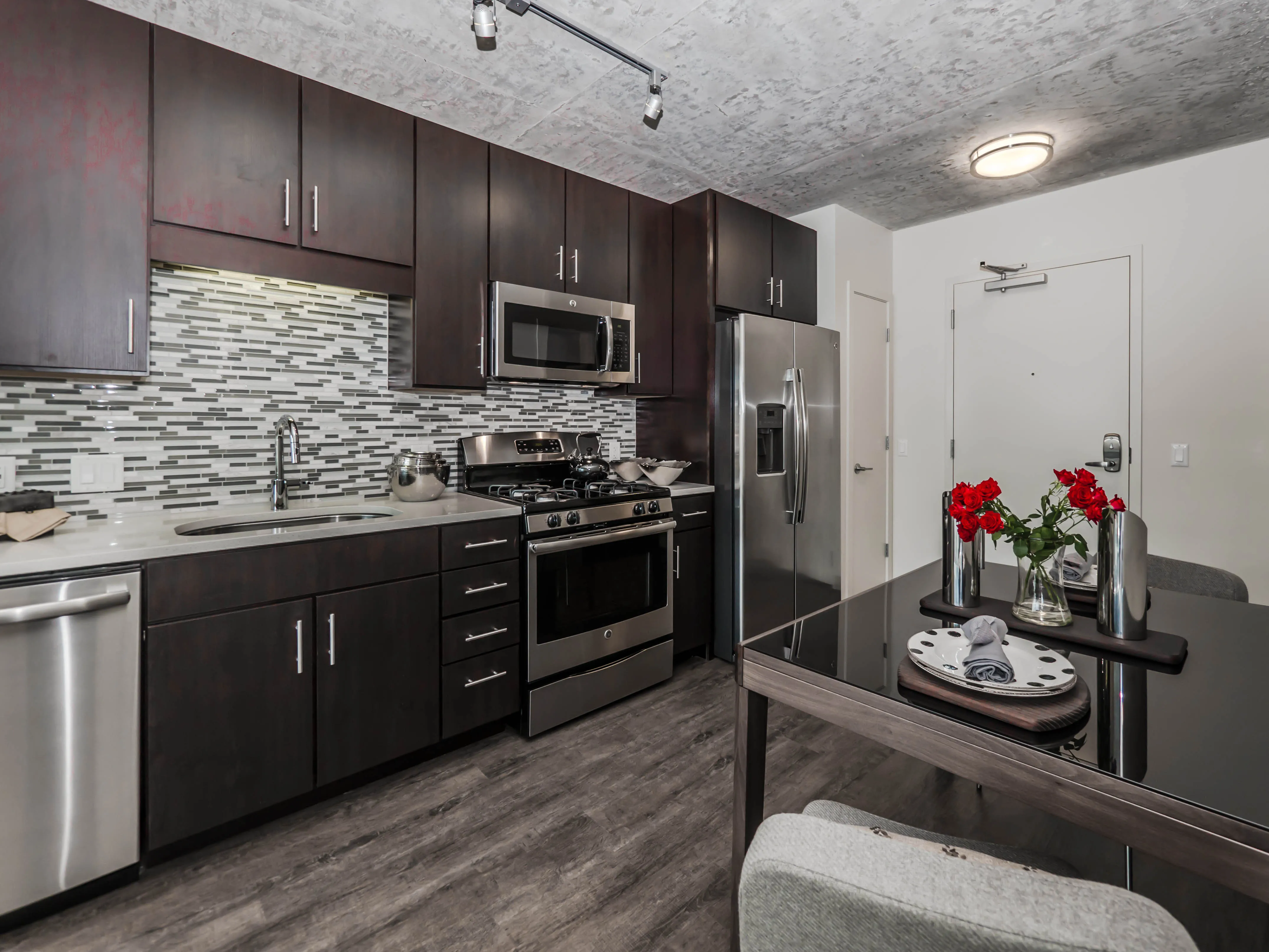 kitchen in model unit at Gateway West Loop Apartments in Chicago