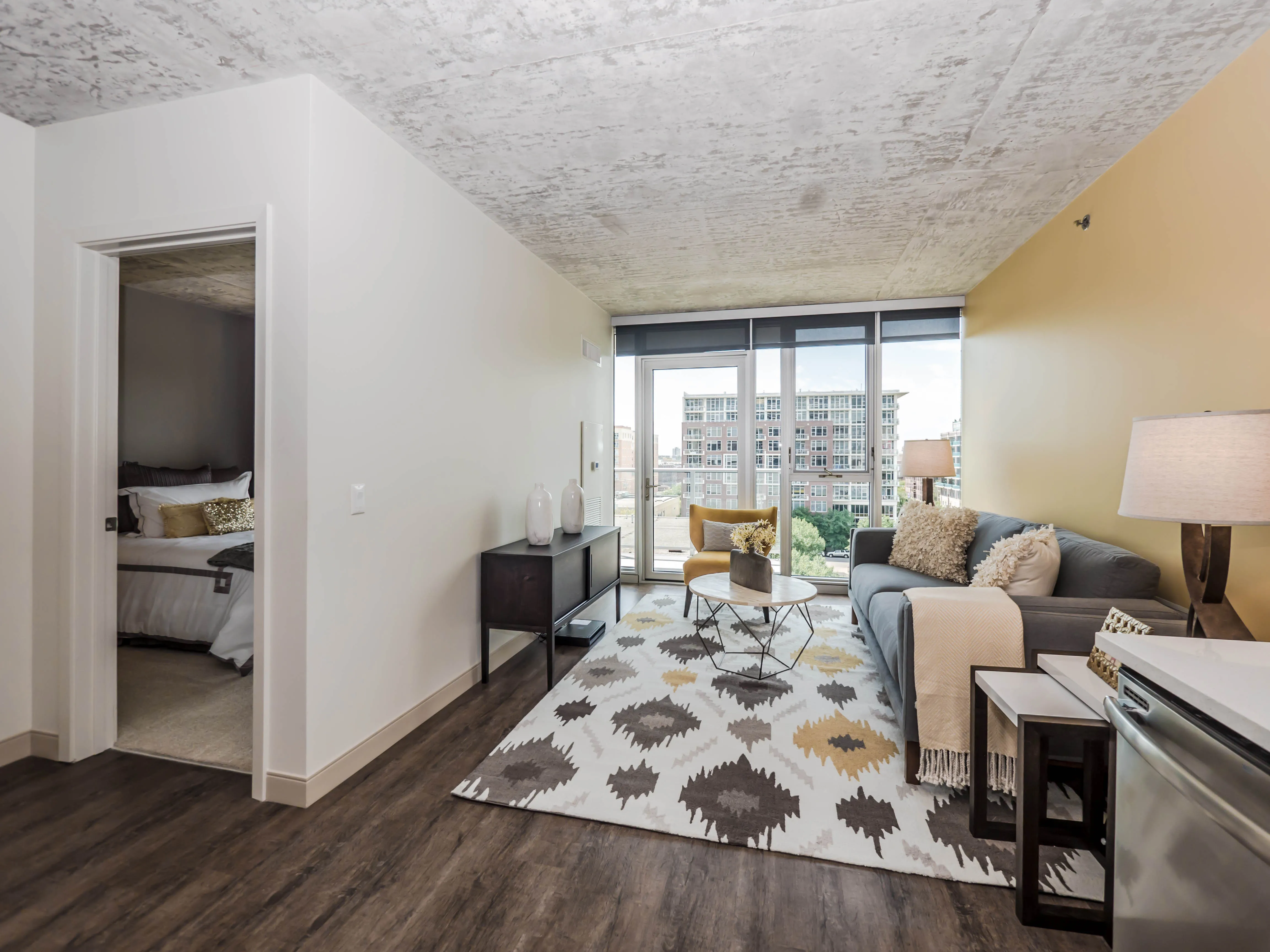 kitchen in model unit at Gateway West Loop Apartments in Chicago