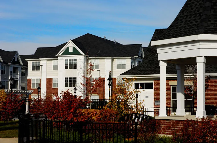 entrance to Bristol Station Apartments in Naperville, IL