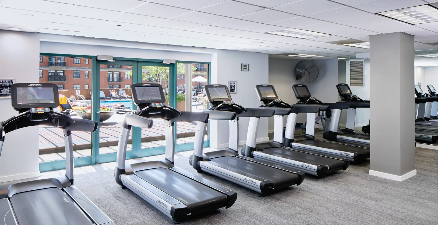 model living room with furnishings at One Superior Place Apartments