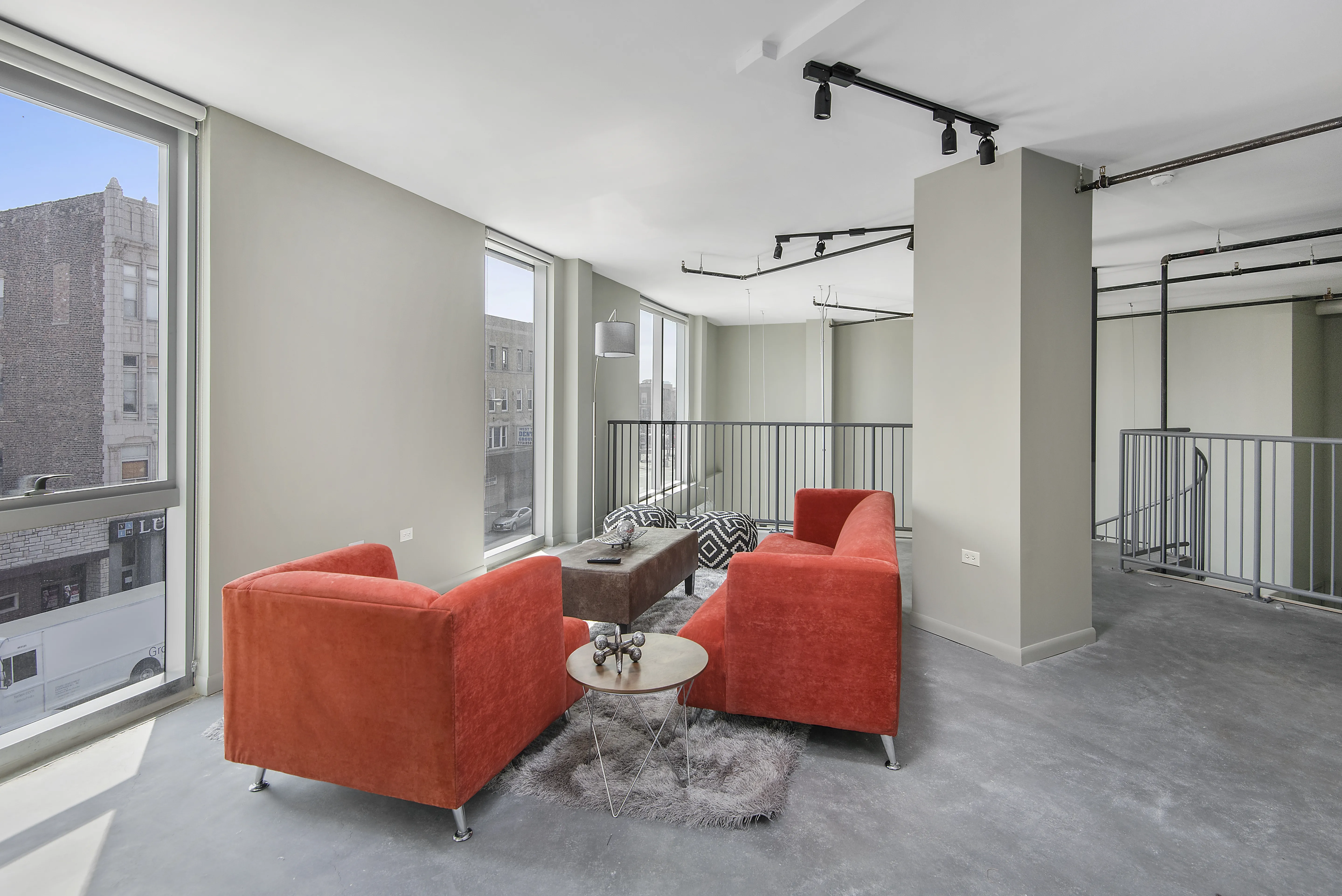 upper living room 1241 N Milwaukee Apartments in Wicker Park Chicago