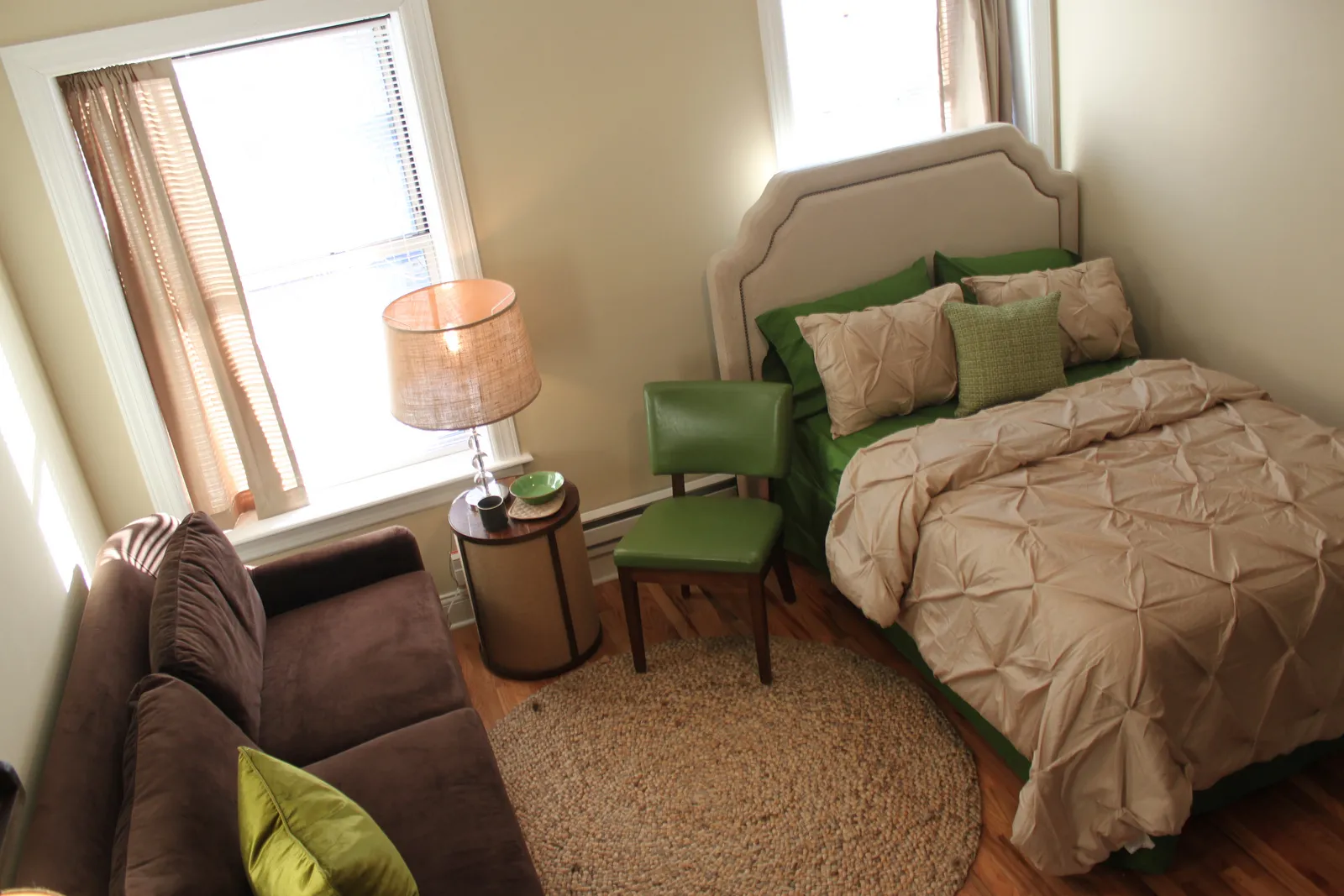 master bedroom model at 1632 W. Belmont Apartments in Lakeview Chicago