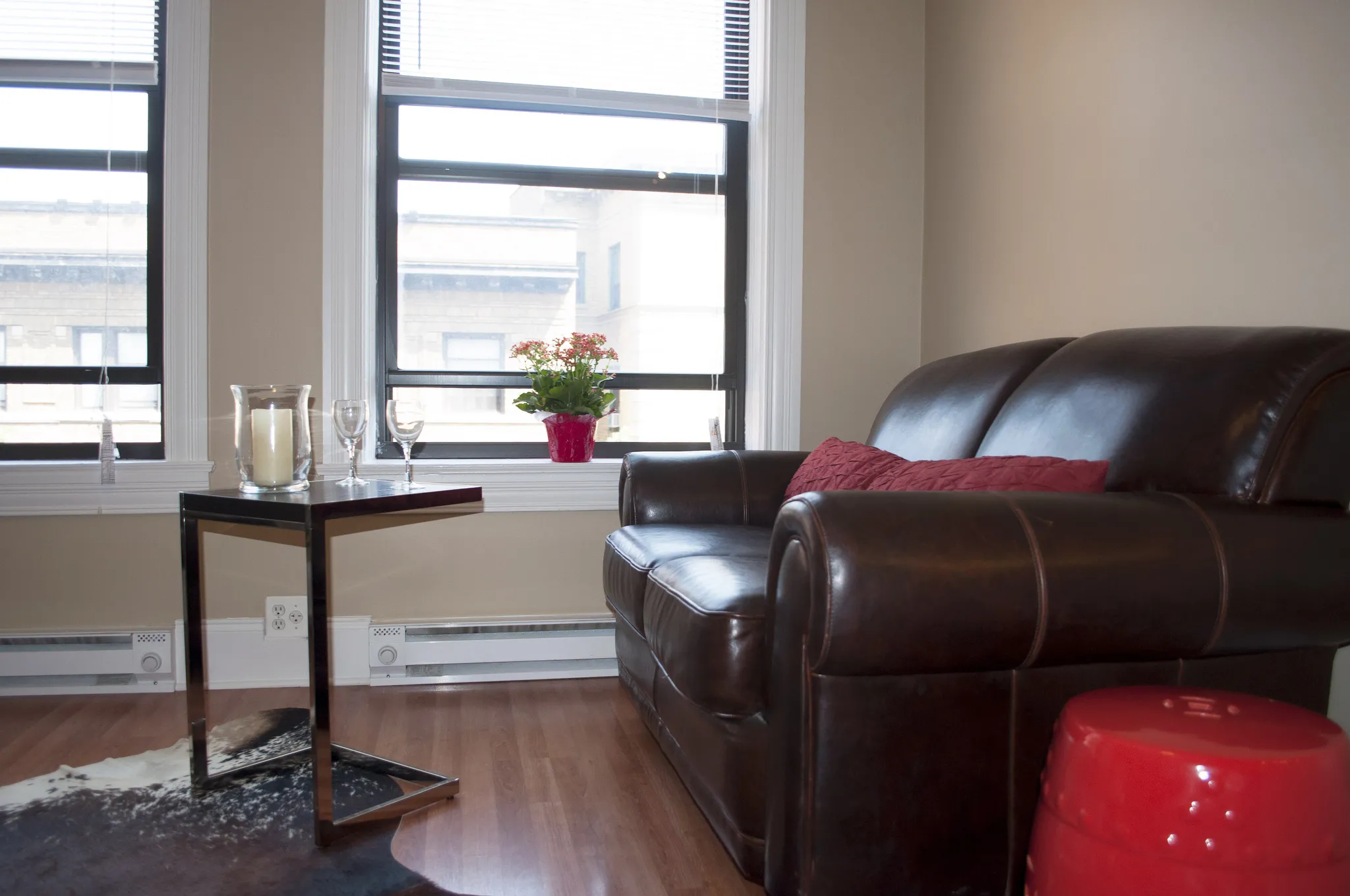 kitchen with white cabinets at 860 Hinman Apartments in Evanston Illinois