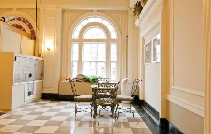 kitchen with white cabinets at 860 Hinman Apartments in Evanston Illinois