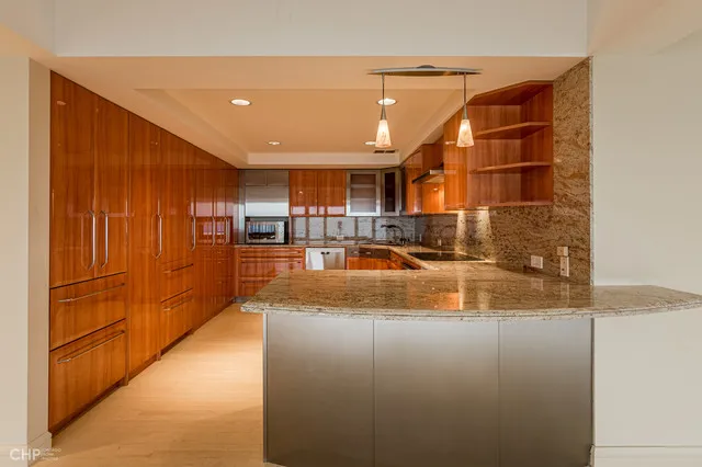 875 N Michigan Ave seen in background behind Drake Hotel and Palmolive Building