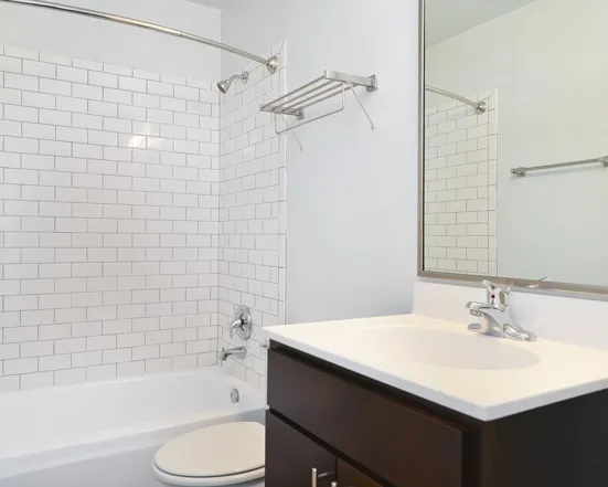 kitchen and living area at 1471 North Milwaukee Apartments  in Wicker Park