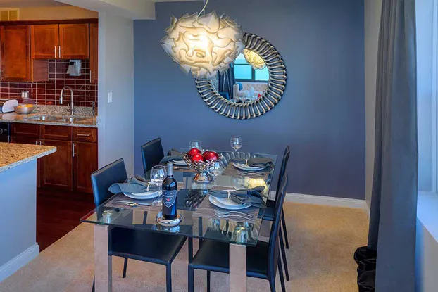 living room with lake view at Eleven Thirty Apartments in the South Loop