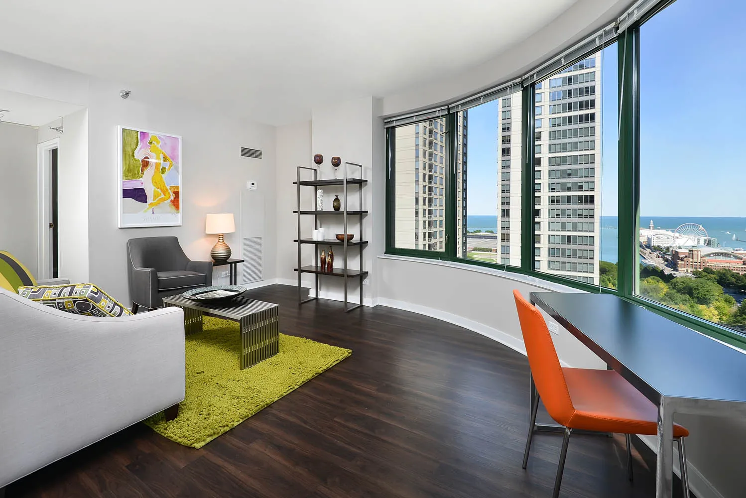 Living room at 420 East Ohio Apartments in Streeterville Chicago