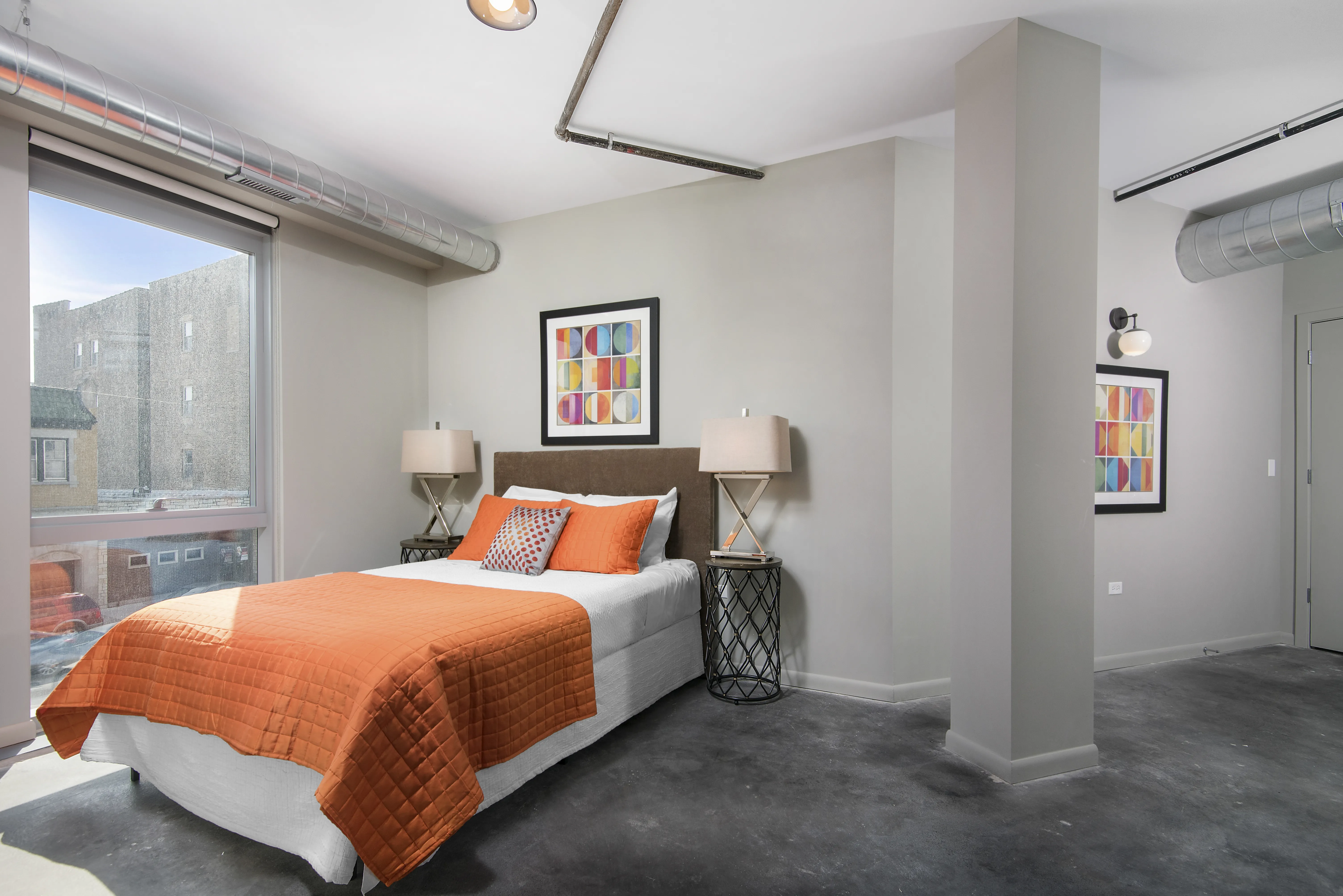 bedroom view at 1241 N Milwaukee Apartments in Wicker Park Chicago