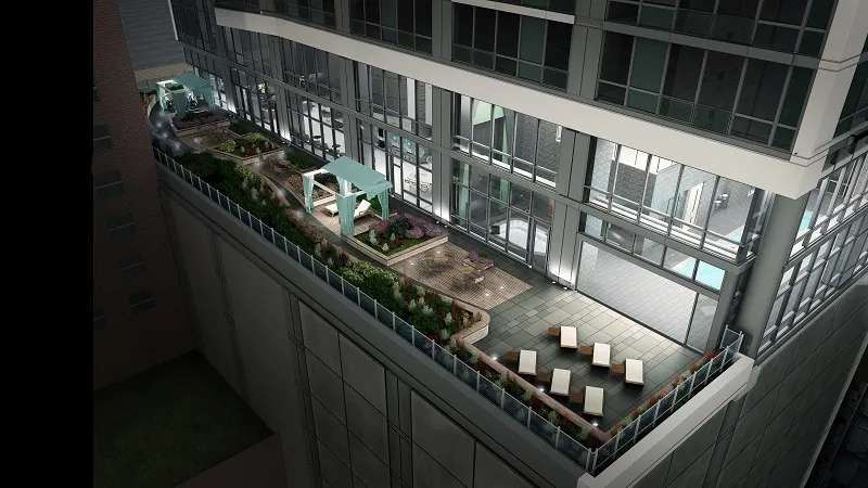 sky lounge at 73 East Lake Apartments in the Chicago Loop