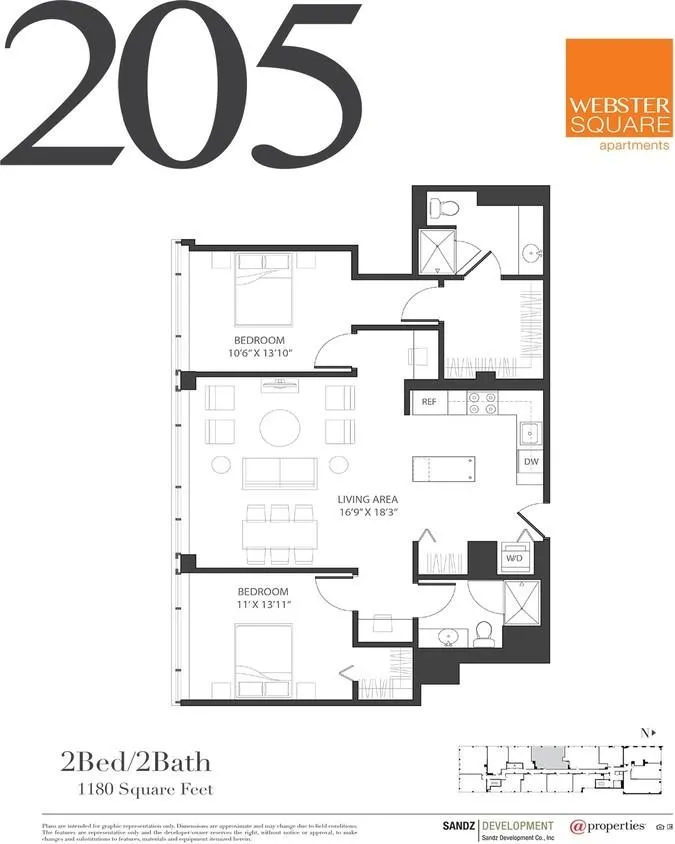 05 Unit Floor Plan at Webster Square Apartments in Lincoln Park, Chicago