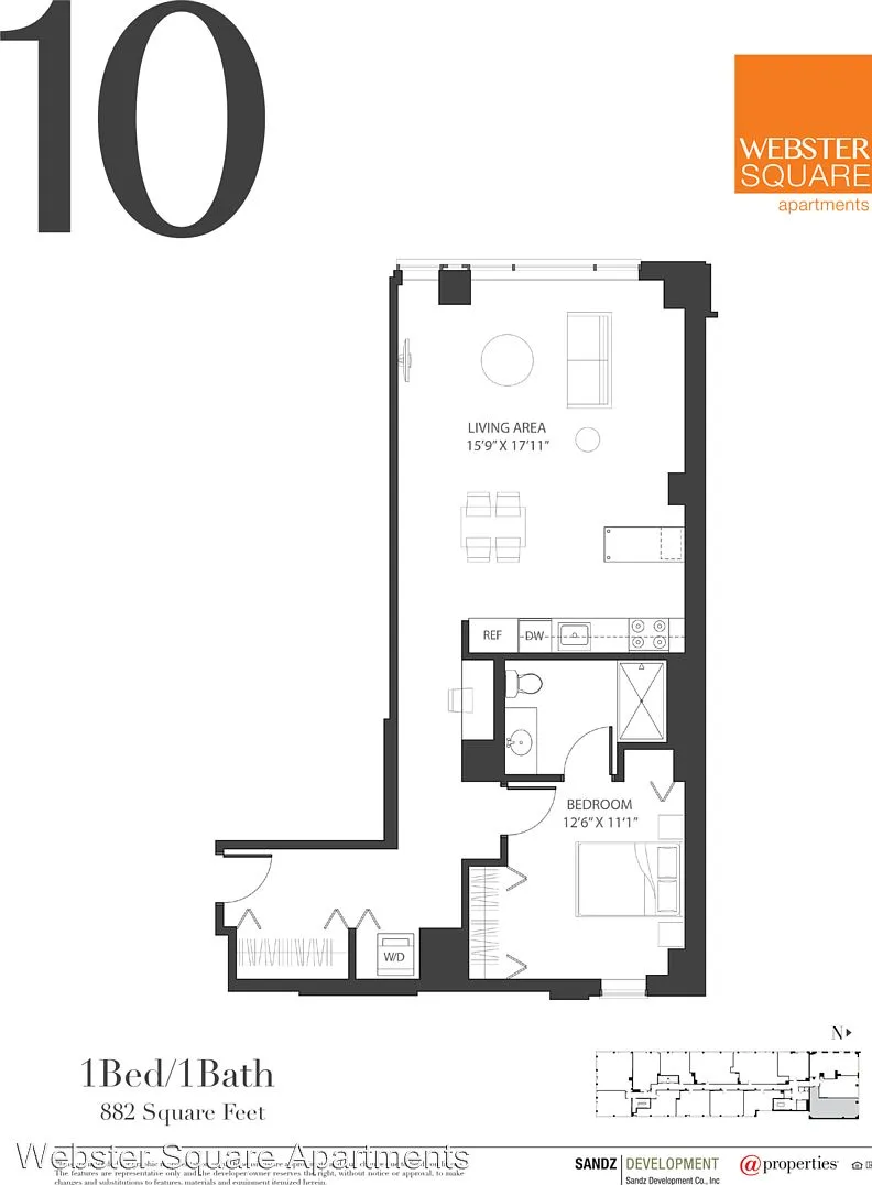 10 Unit Floor Plan at Webster Square Apartments in Lincoln Park, Chicago