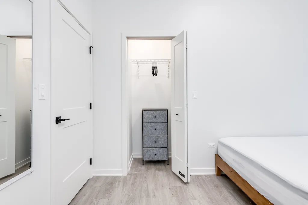 closet view at Addams Co-living Apartments in University Village, Chicago