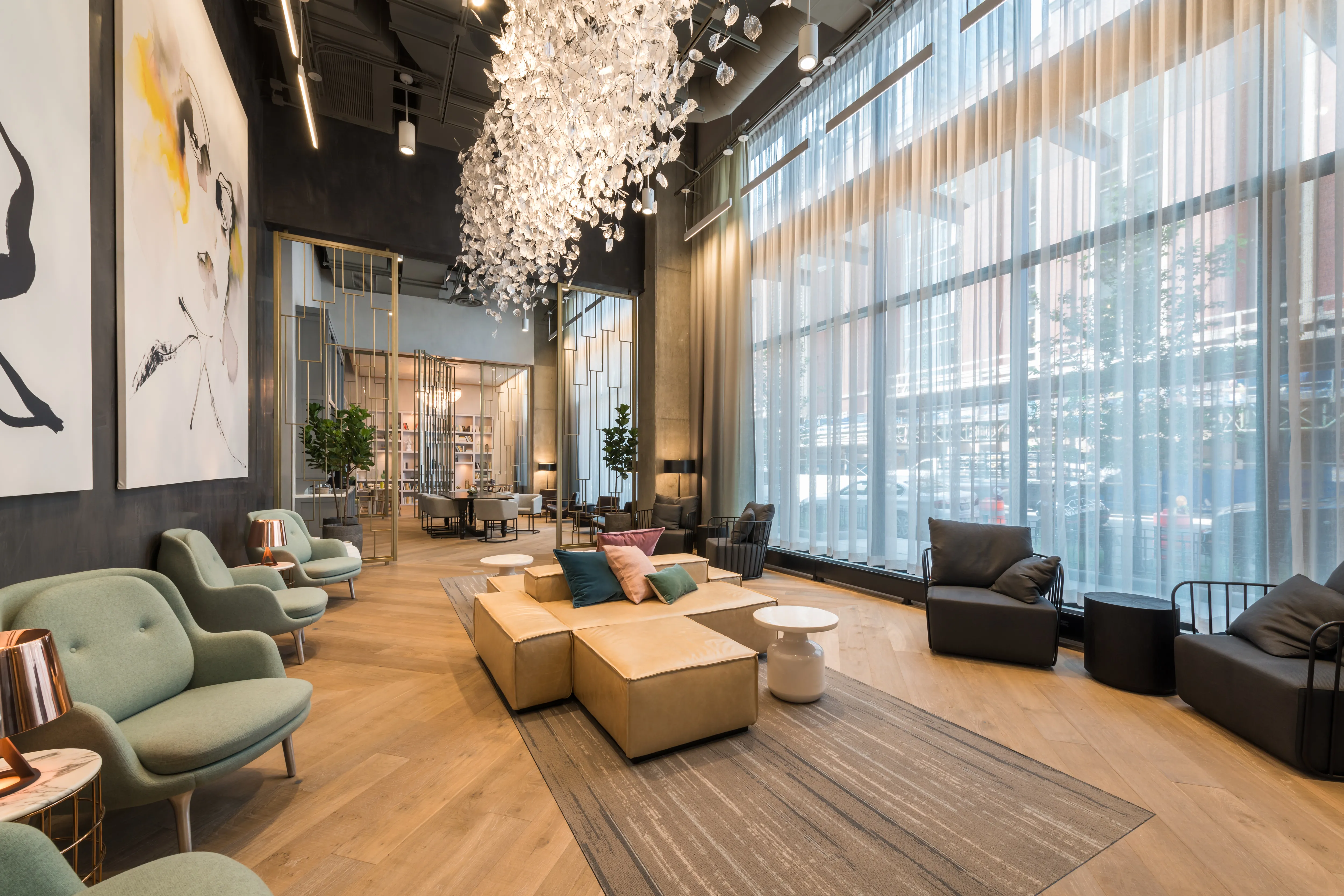 luxury kitchen and island at Aurélien Apartments in Gold Coast Chicago