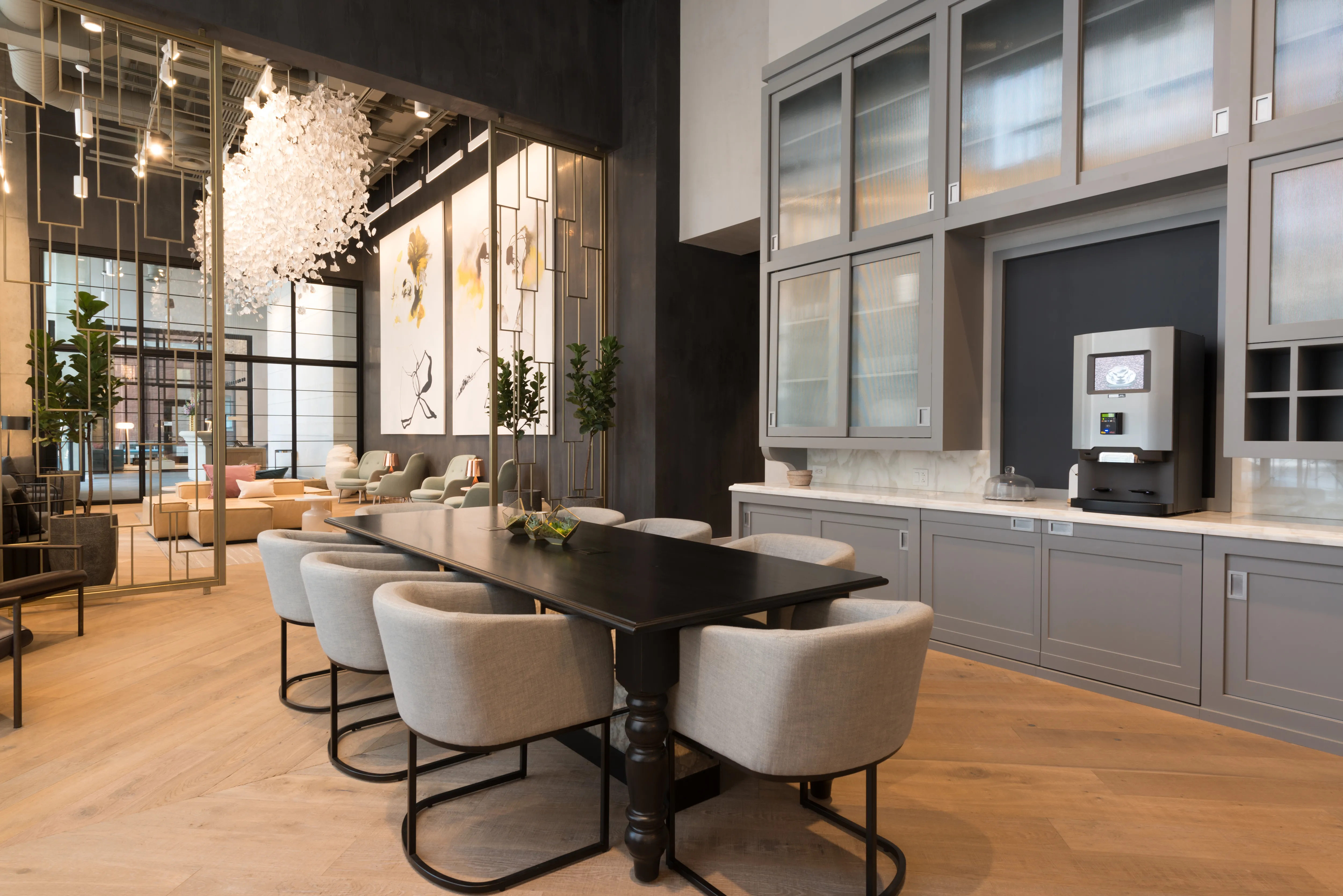 luxury kitchen and island at Aurélien Apartments in Gold Coast Chicago