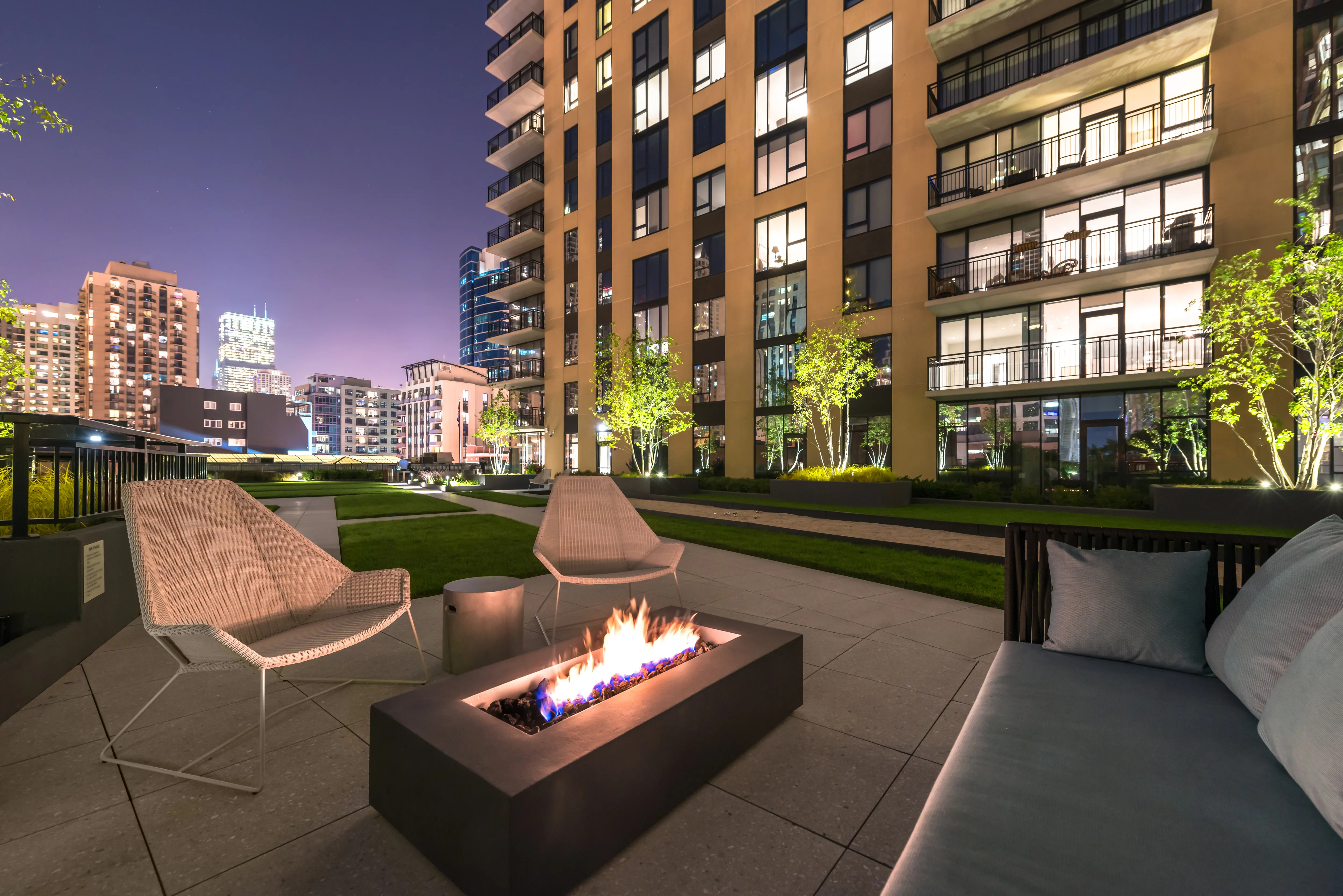luxury kitchen and island at Aurélien Apartments in Gold Coast Chicago