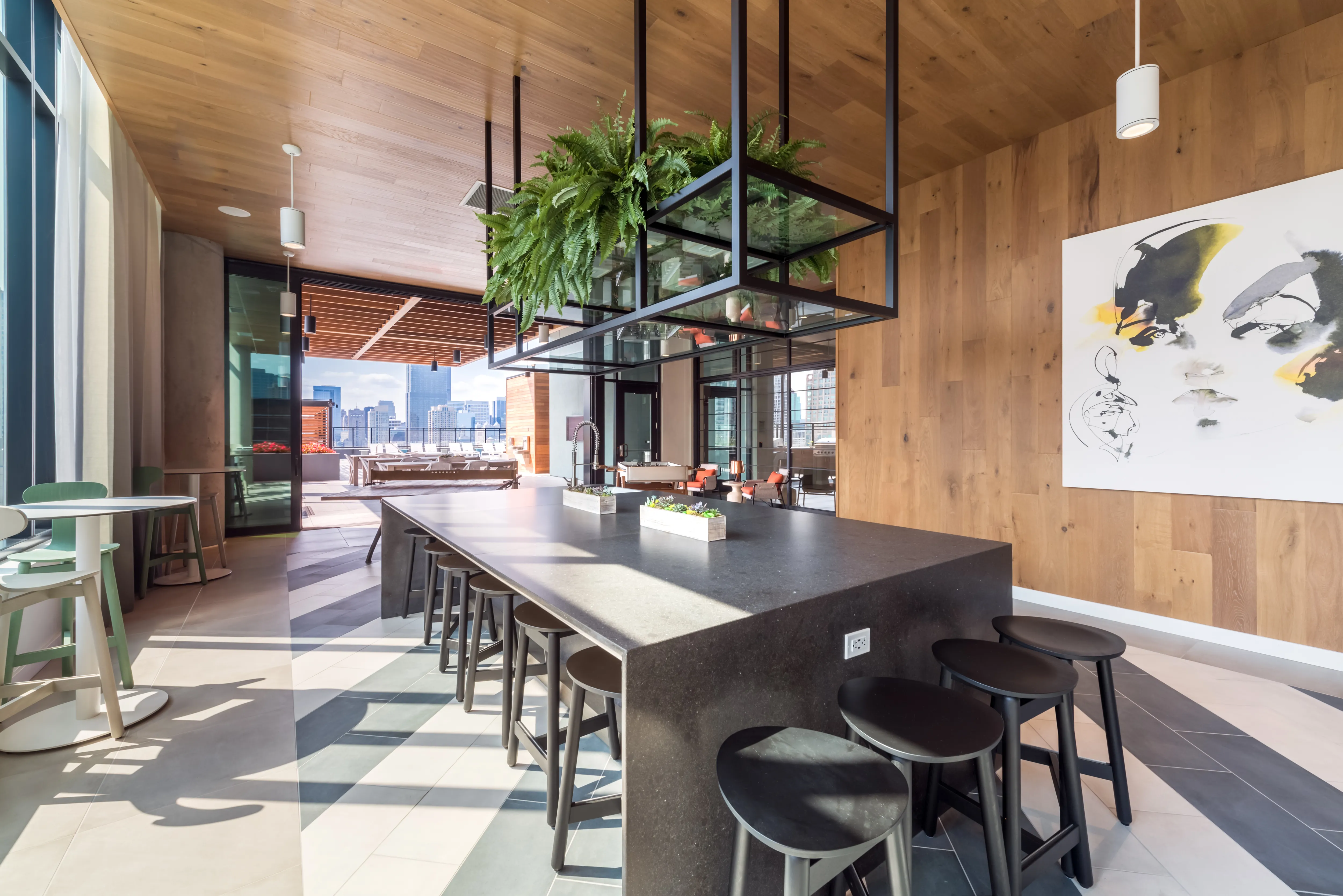 luxury kitchen and island at Aurélien Apartments in Gold Coast Chicago