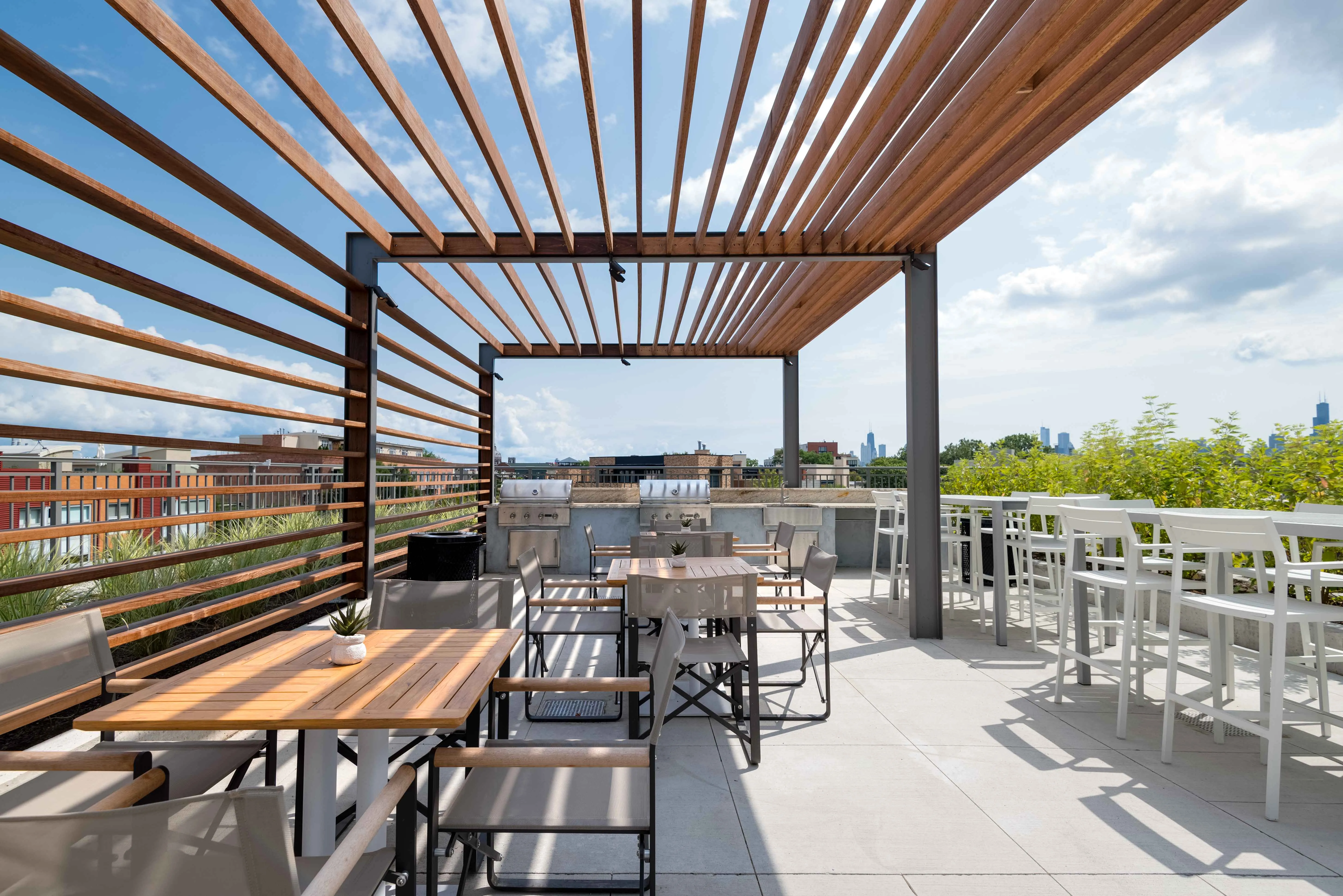 1 bedroom model kitchen and living area at Centrum Bucktown Apartments 