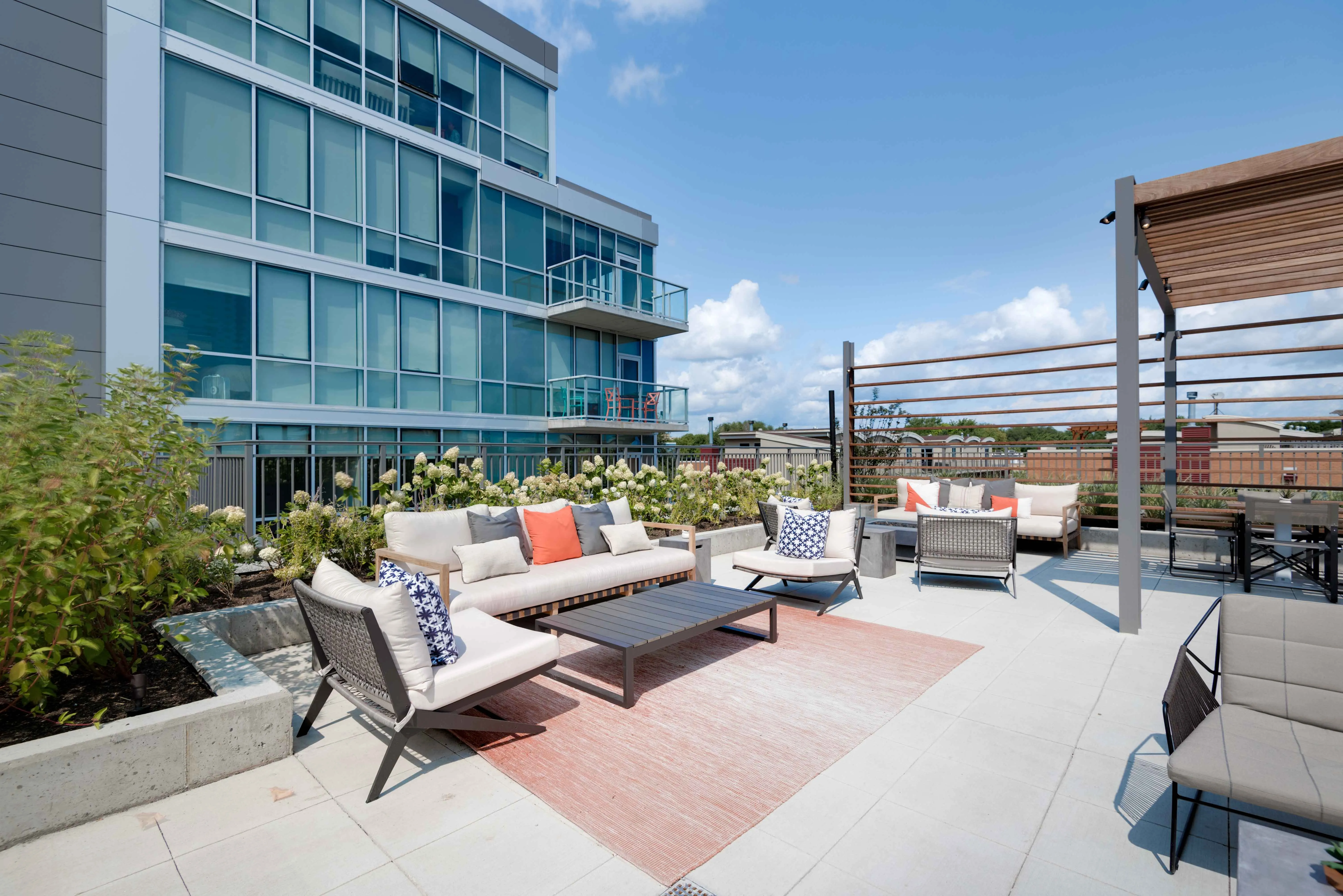 1 bedroom model kitchen and living area at Centrum Bucktown Apartments 